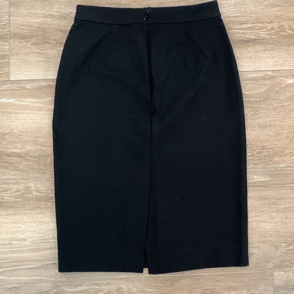 J.Crew Petite No. 3 Black Pencil Skirt Back Slit Zip Fly Bi-Stretch Cotton Blend - Picture 2 of 3